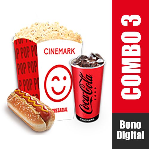 Combo 3 Cinemark Crispeta 100 g, gaseosa 16 Onz Y Perro Caliente